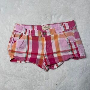 Hollister pink plaid low rise shorts Size 3 #summer #lowrise Micro mini Y2K